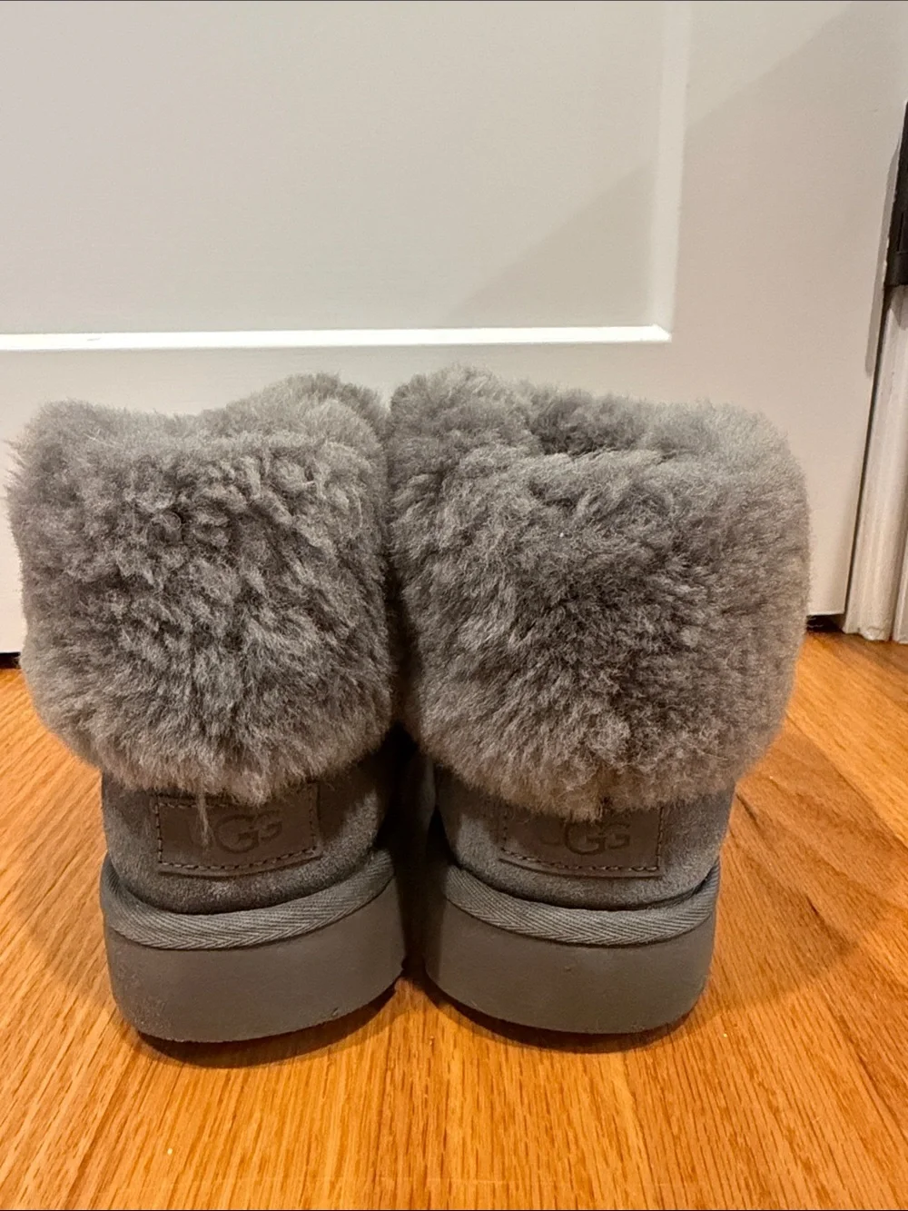 UGG Women's Short Gray Suede Shearling Boots